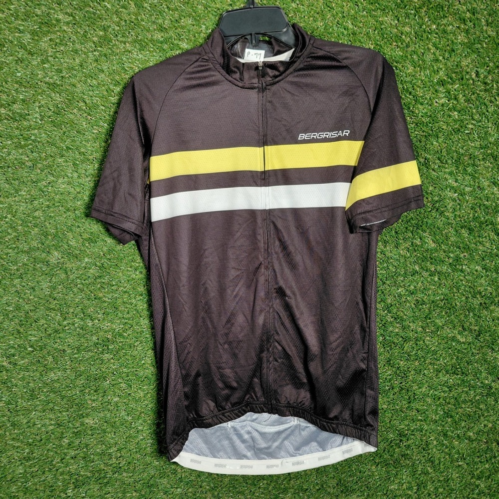 Bergrisar Men's Cycling Jersey Bike Shirt Black Yellow White Large‎